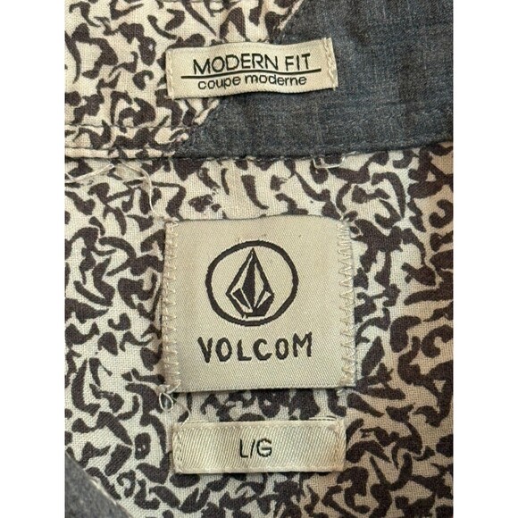 VOLCOM Men's Short Sleeve Modern Fit Large Gray Shirt Club Destroy - Picture 4 of 5